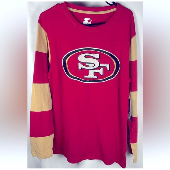 San Francisco 49ers Starter Sz M Field Jersey Long Sleeve T-Shirt - Scarlet/Gold - Picture 1 of 11